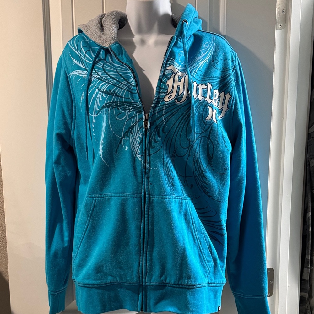 Hurley Turquoise Graphic Zip-Up Hoodie